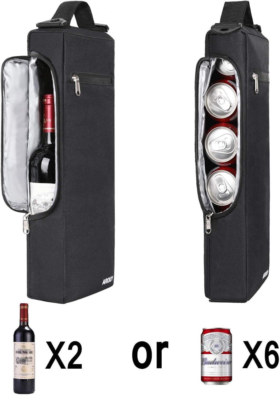 AROUY Golf Cooler Bag - Accessories for Men, Small Soft Insulated Beer Cooler Holds 6 Pack of Cans or Two Wine Bottles, Sports Bag