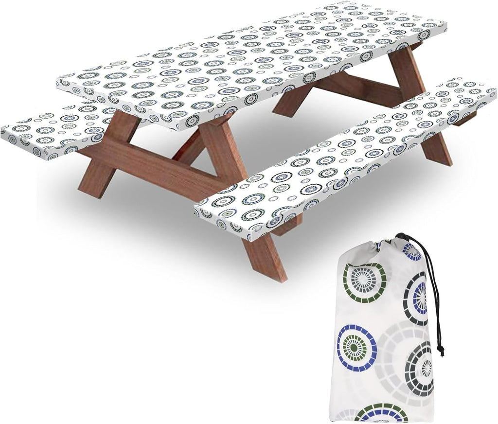 6ft 72in Picnic Table and Bench Cover, 3 Pack, Blue Flywheel