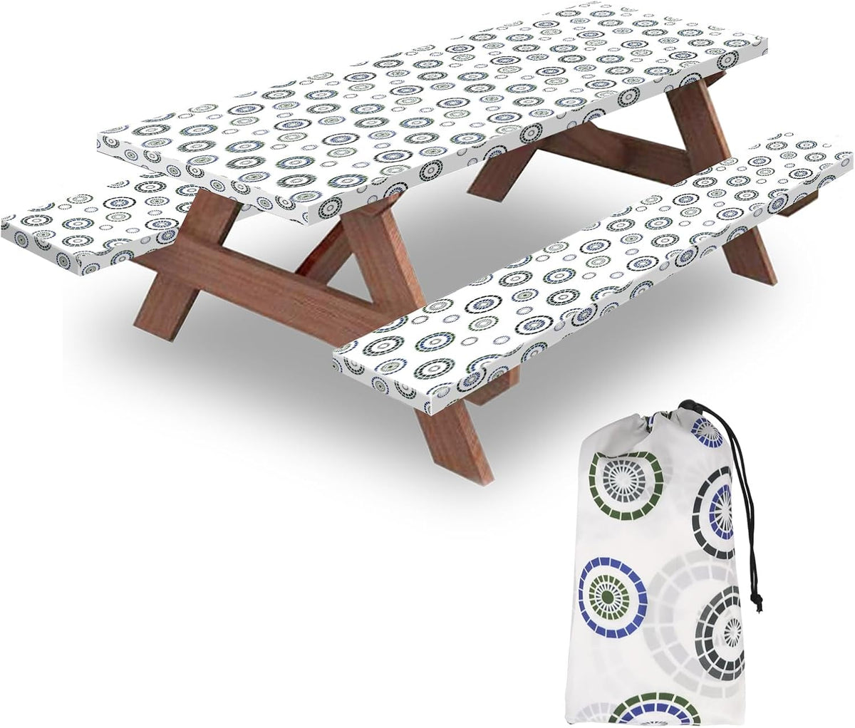 6ft 72in Picnic Table and Bench Cover, 3 Pack, Blue Flywheel