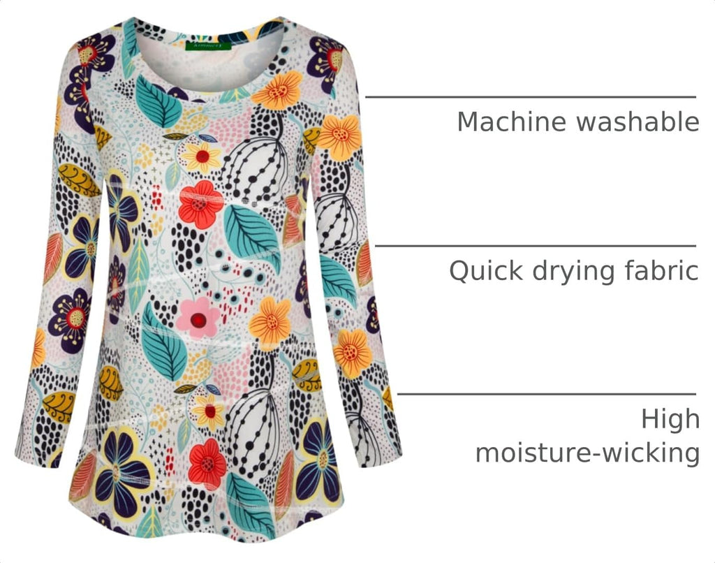 Kimmery Workout Tops for Women Long Sleeve Shirts for Women Quick Dry Line Decor Yoga Tops Sizes S-3XL