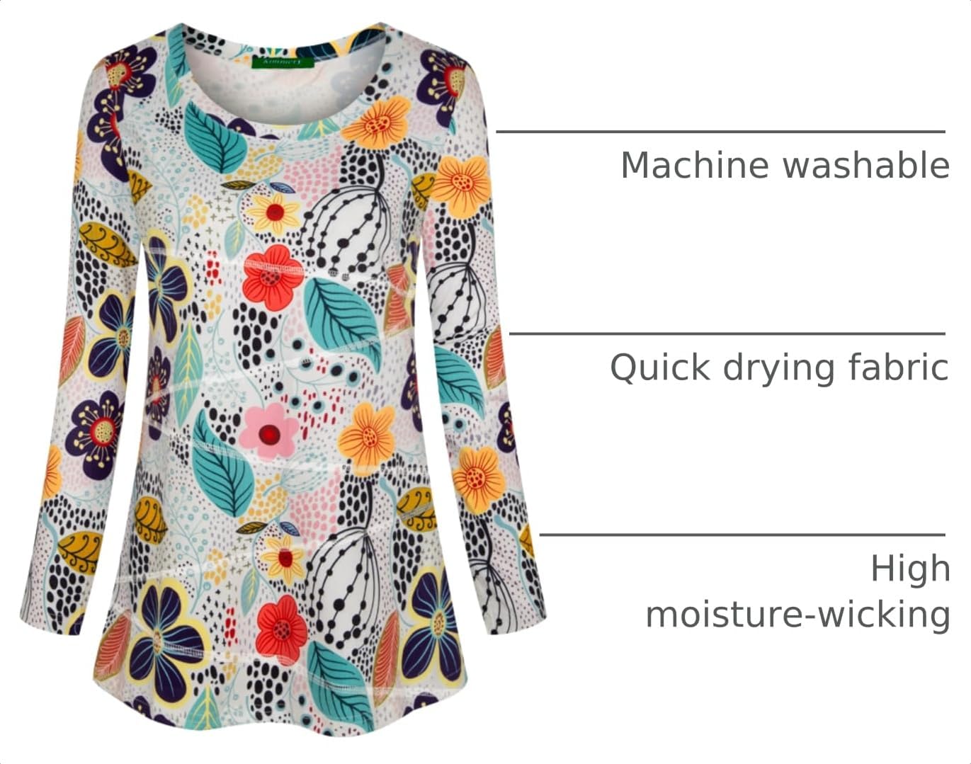 Kimmery Workout Tops for Women Long Sleeve Shirts for Women Quick Dry Line Decor Yoga Tops Sizes S-3XL