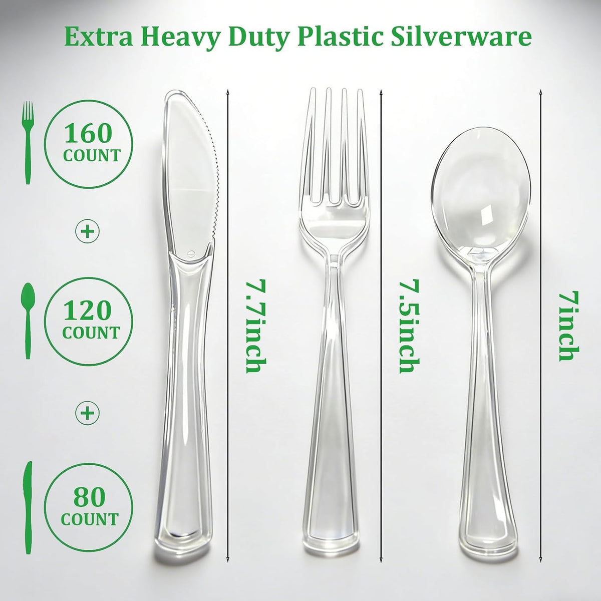 360 Count Plastic Silverware Heavy Duty Clear Cutlery Set for Party Wedding