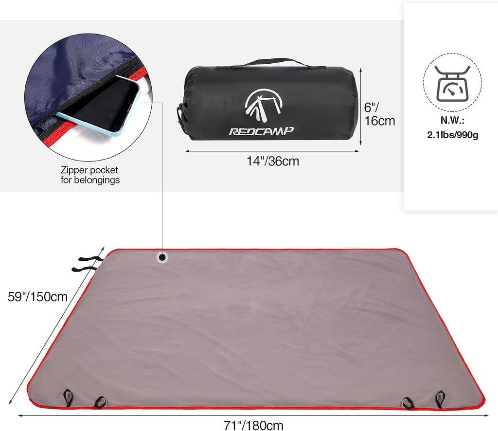 REDCAMP Outdoor Waterproof Stadium Blanket for Cold Weather, Dark Blue/Grey