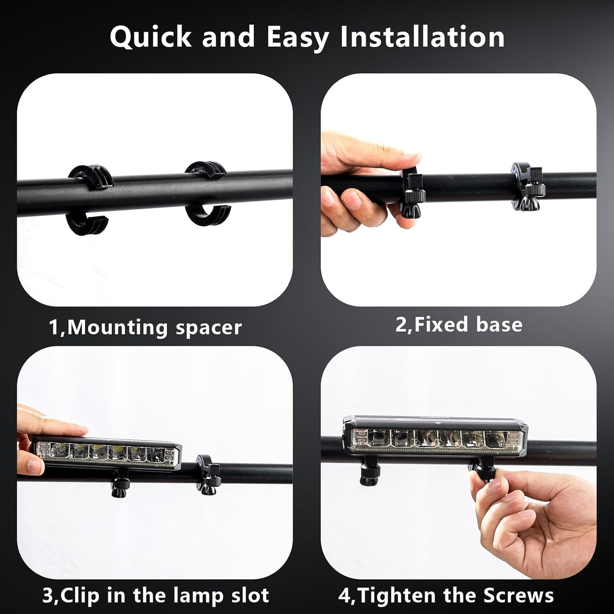 Bike Light Bar for Ebike, Super Bright Front Light Rechargeable Battery, IPX5 Waterproof, 5 Modes Bicycle Headlight for Mountain Bike, Night Riding, Cycling