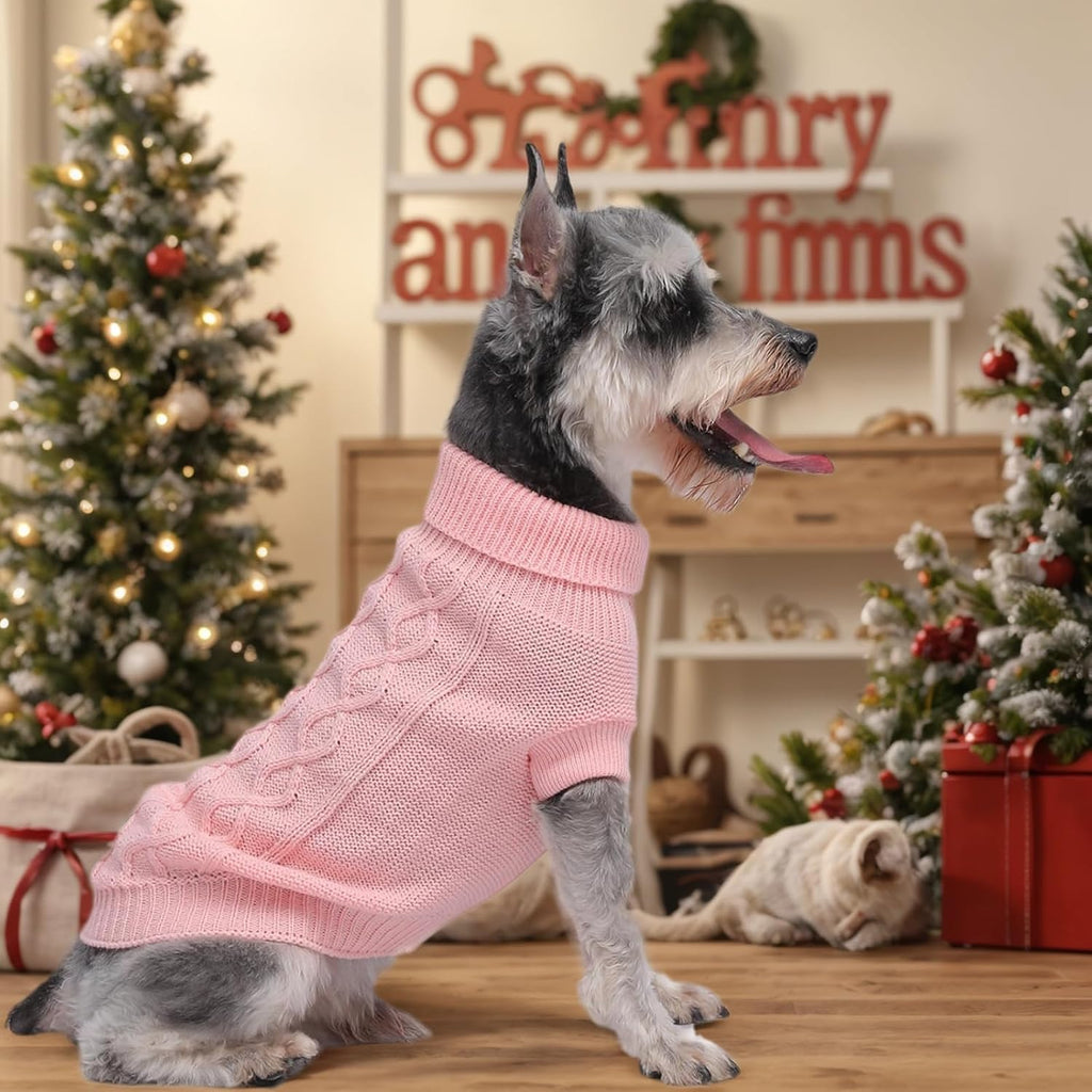 Small Dog Sweaters, Soft Knit Cold Weather Turtleneck Dog Clothes, Lightweight Warm Puppy Sweater for Chihuahua, Dachshund, Shih Tzu, Yorkie (Pink, M)