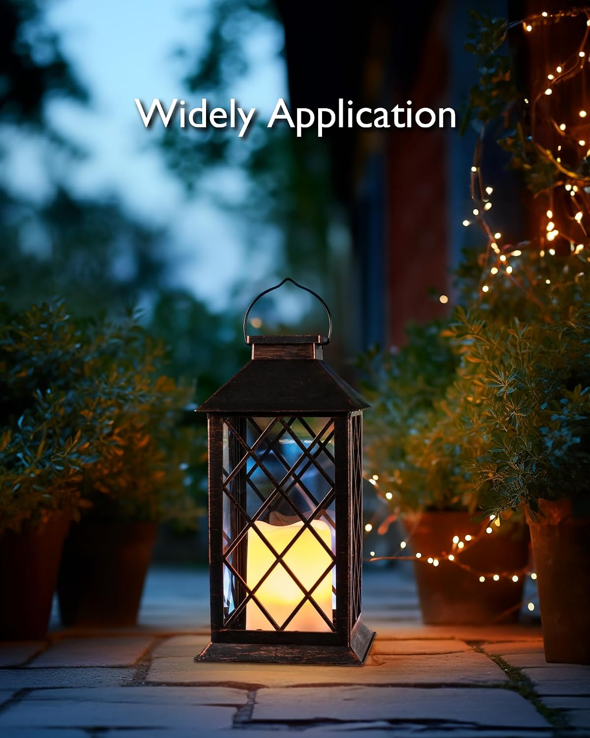 Homemory 2 Pack 13'' Bronze Solar Lanterns, Flickering Flame Hanging Lights