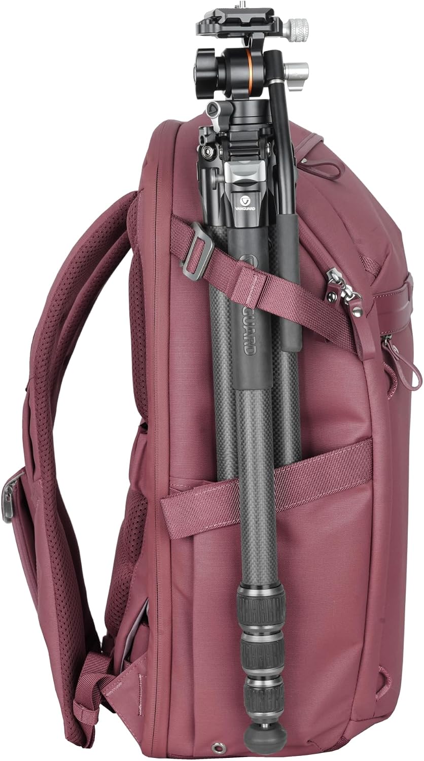 VANGUARD VEO Metro B25L Camera & Everyday Backpack (Magenta) – Fits 70–200mm Attached, 16" Laptop Storage, Convertible Daypack Design, Carry-On Ready