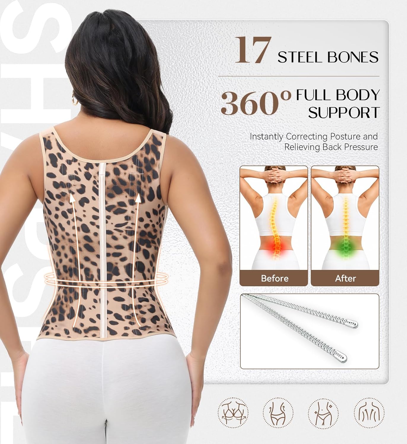 SHAPSHE Waist Trainer Corset for Women Tummy Control Body Shaper with Bra