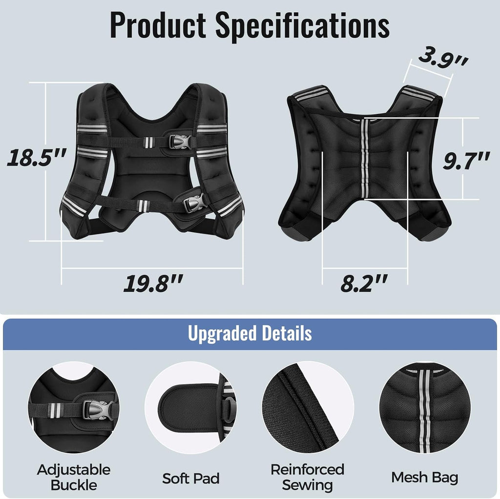 Zeerun Weighted Vest, 6/8/10/12/15/18/20/24/30LB for Men Women