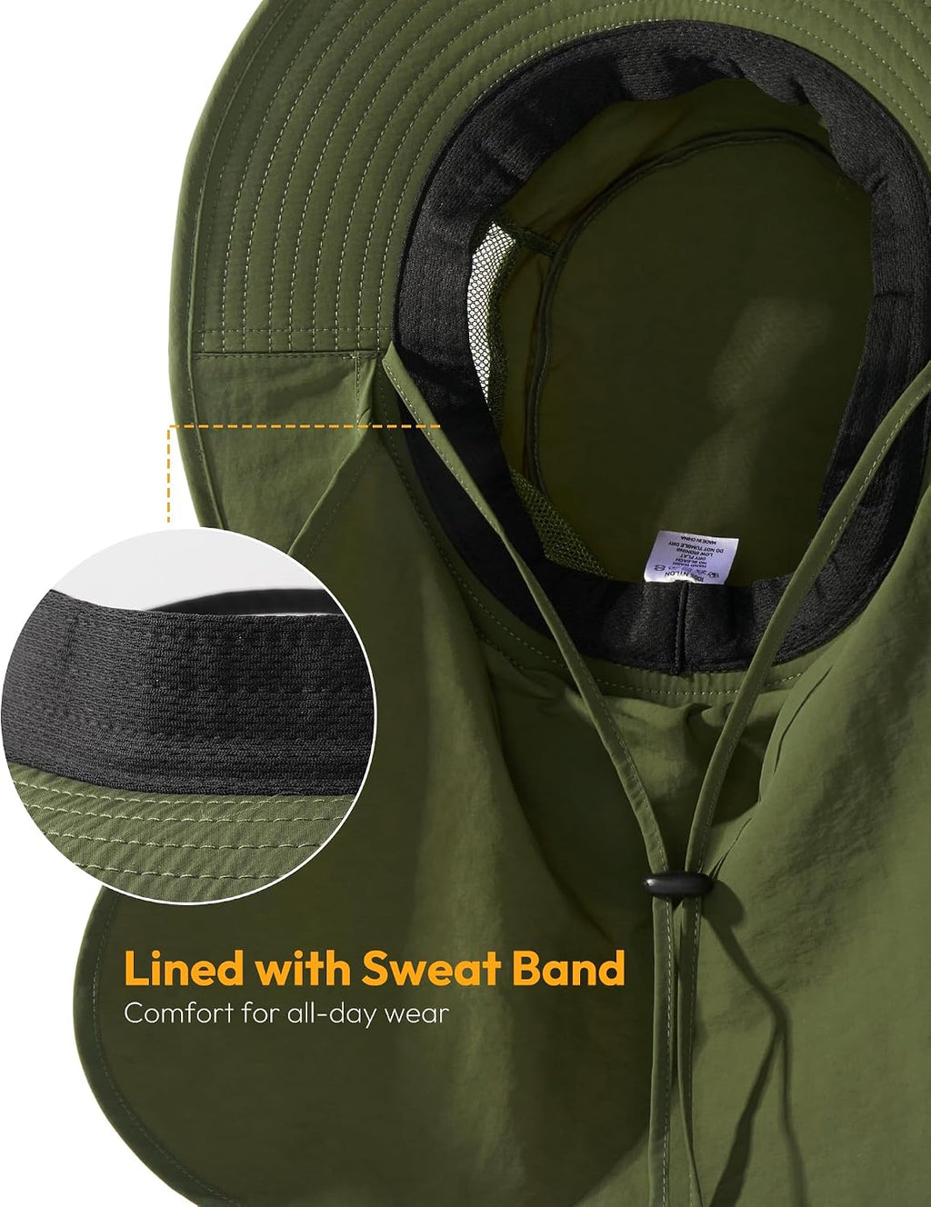 Sun Hats for Men Wide Brim Bucket Hat with Neck Flap for Fishing & Hiking Mens Sun Hat for UV Protection