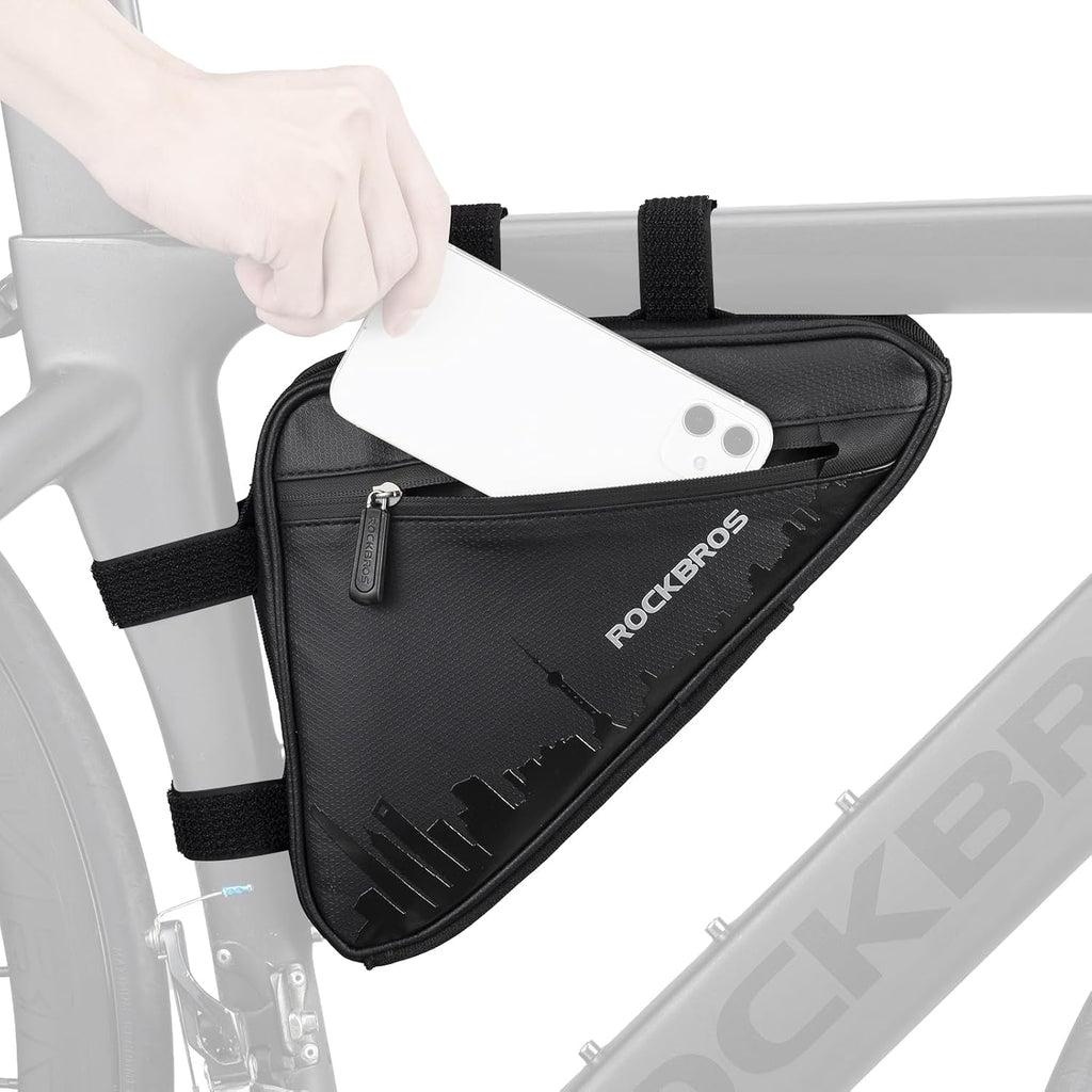ROCKBROS Bike Triangle Frame Bag Waterproof Top Tube Bag with Keel Support