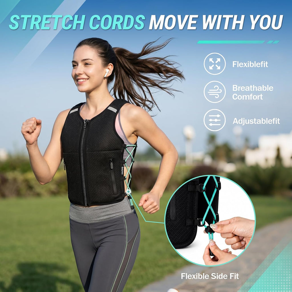 Bosynoy Adjustable Weighted Vest for Women Men, 1-10 lb Removable Weights