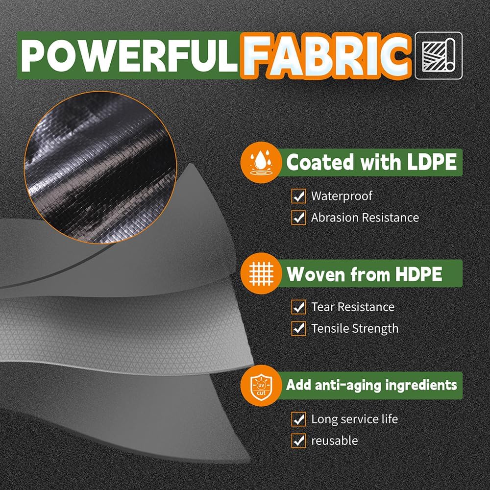 RAINDEWAY Black Tarp 9x16 Feet 8 Mil Multipurpose Waterproof Tarps