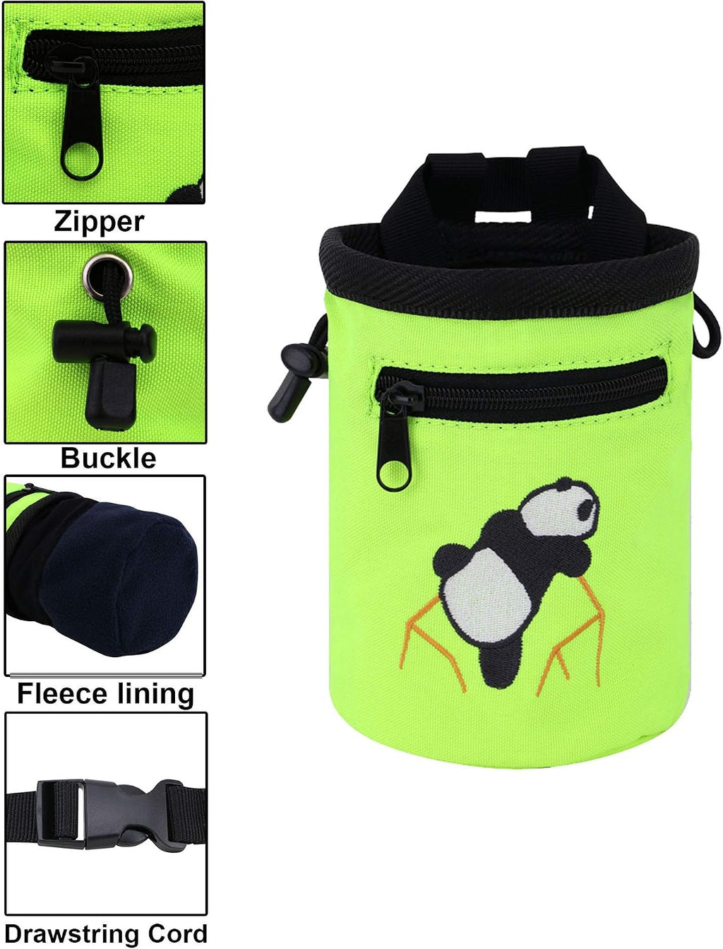 AMC Rock Climbing Panda Design Chalk Bag with Adjustable Belt
