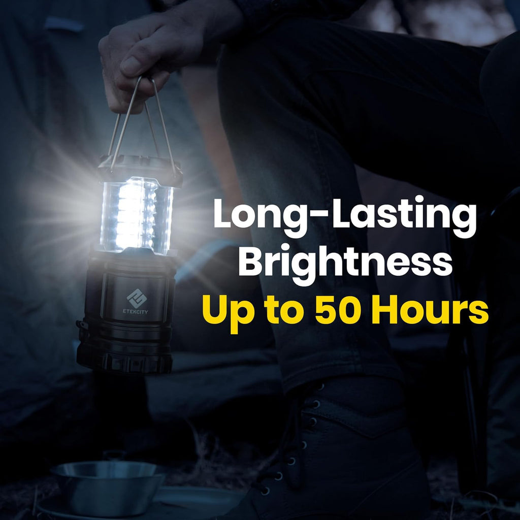 Etekcity LED Camping Lanterns, Battery Operated, 2 Pack | Power Outages, Hurricane Preparedness, Camping, Emergency Kit, Water Resistant, Collapsible Design, Batteries Included