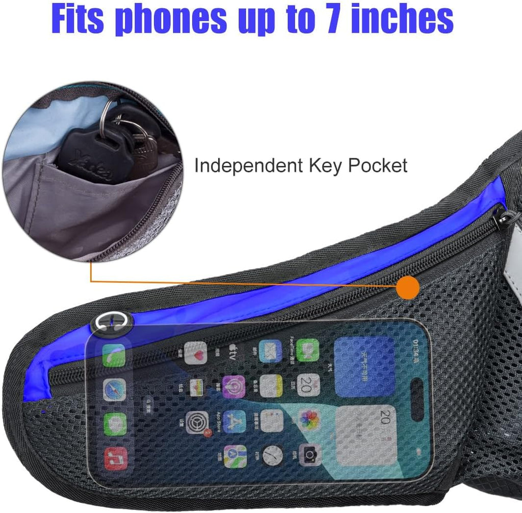 PYFK Running Belt Hydration Waist Pack with Water Bottle Holder for Men Women Waist Pouch Fanny Bag Reflective