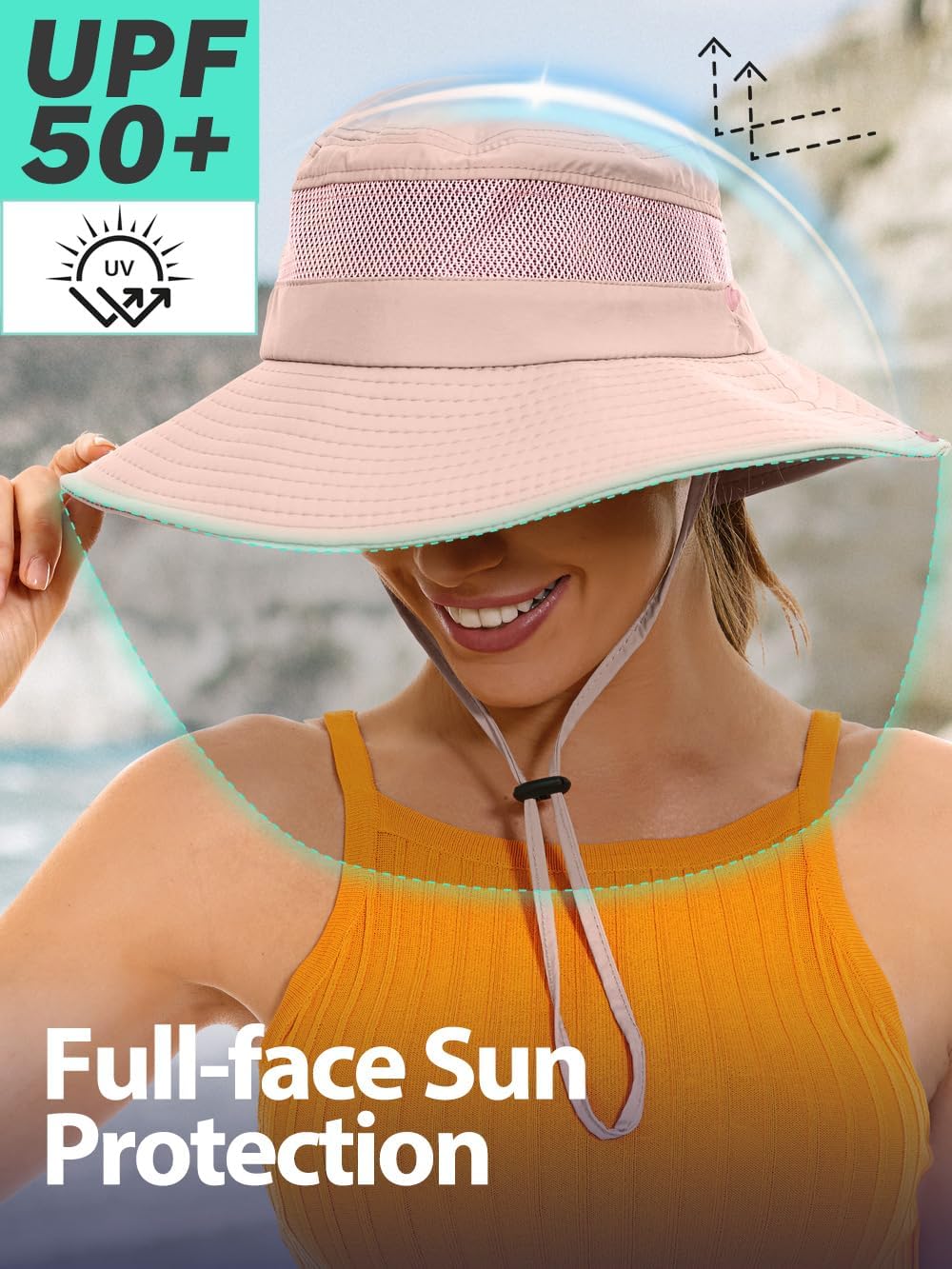 EW East Water Sun Beach Hat for Women, UPF50+ Waterproof with Ponytail Hole