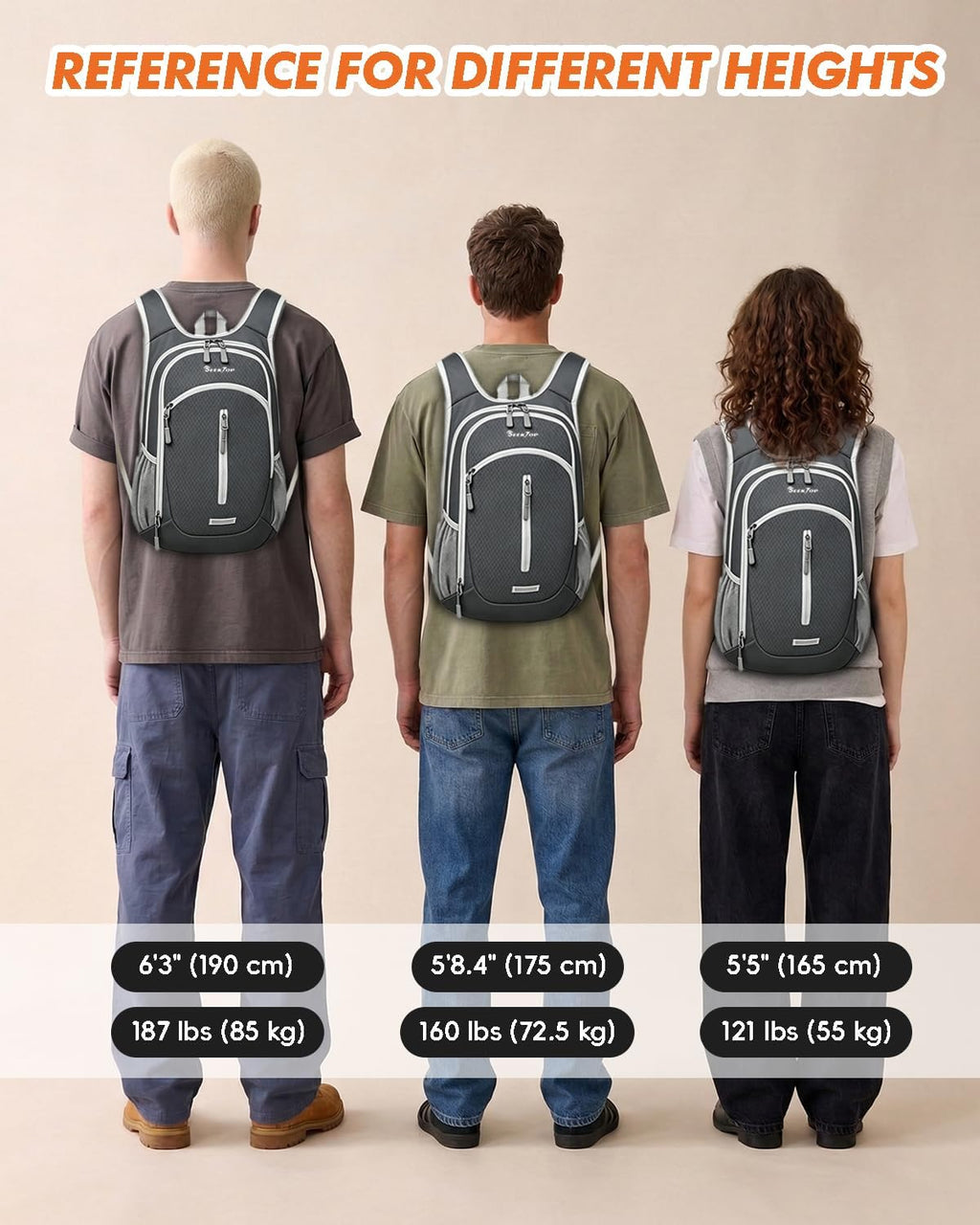 Seektop Small Hiking Backpack Expandable 12L-16L