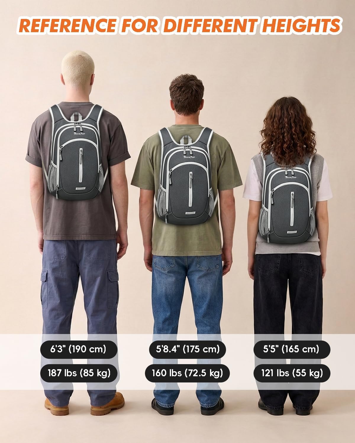 Seektop Small Hiking Backpack Expandable 12L-16L