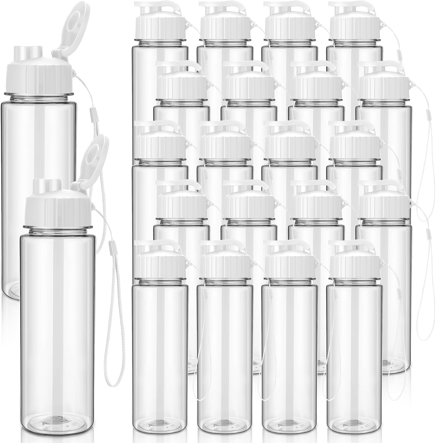 Mifoci 20 Pcs Plastic Water Bottles Bulk 17 oz, White