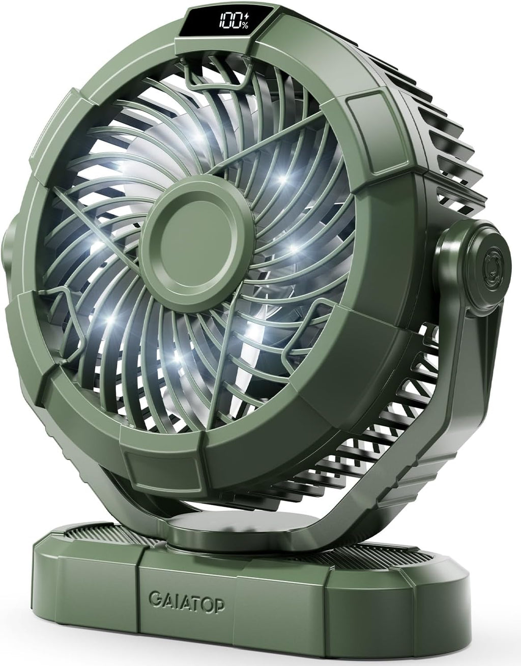 Gaiatop Portable Camping Fan with LED Lantern, 360° Head Rotation for Tent