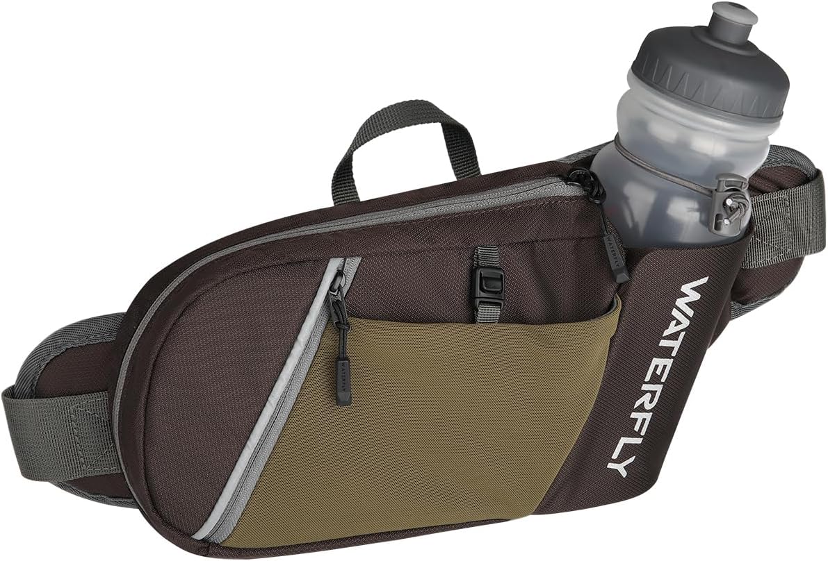 WATERFLY Water Bottle Fanny Pack, Hiking Hydration Belt for Women Men