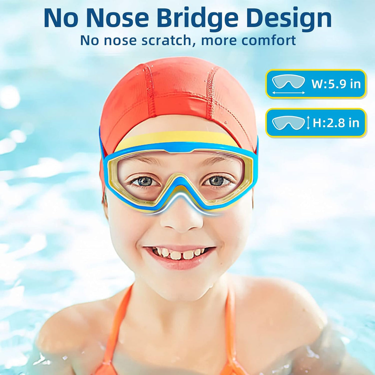 Freela Goggles for Kids Toddler 3-15, Anti Fog No Leak Clear Swim Goggles for Boys Girls Pool Beach Swimming