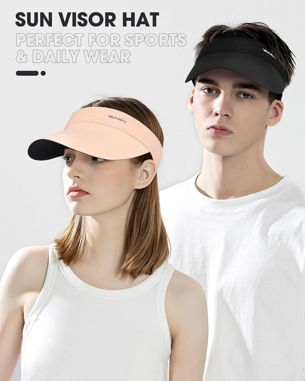 YANIKY Sun Visor Hat for Women,UPF50+ Seamless Sun Hats Men Women Lightweight Sports Cap Stretchy Ponytail Hat for Outdoor