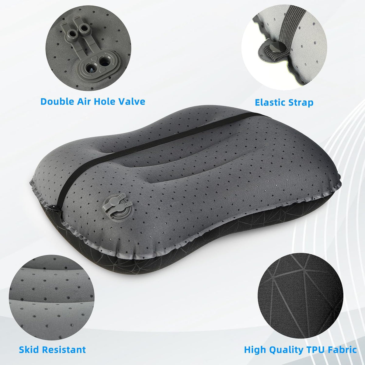 Crisonky Camping Pillow,Ultralight Inflatable Travel Pillow for Backpacking