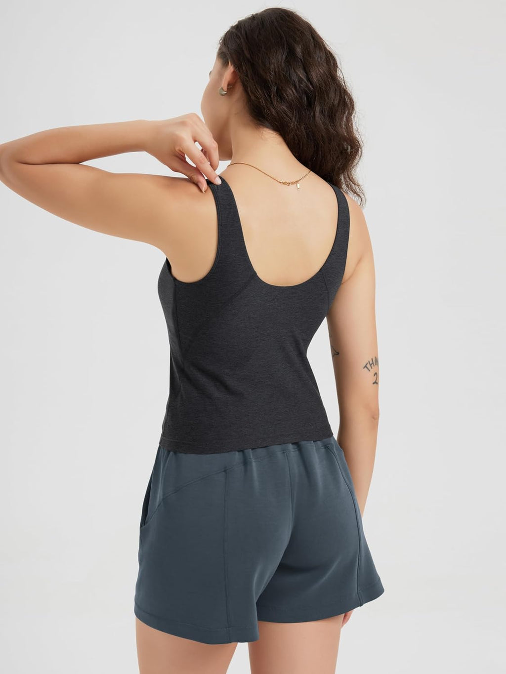 ODODOS Women's Tank Top with Built in Bra - Buttery Soft U Back Light Support Workout Yoga Sports Bra