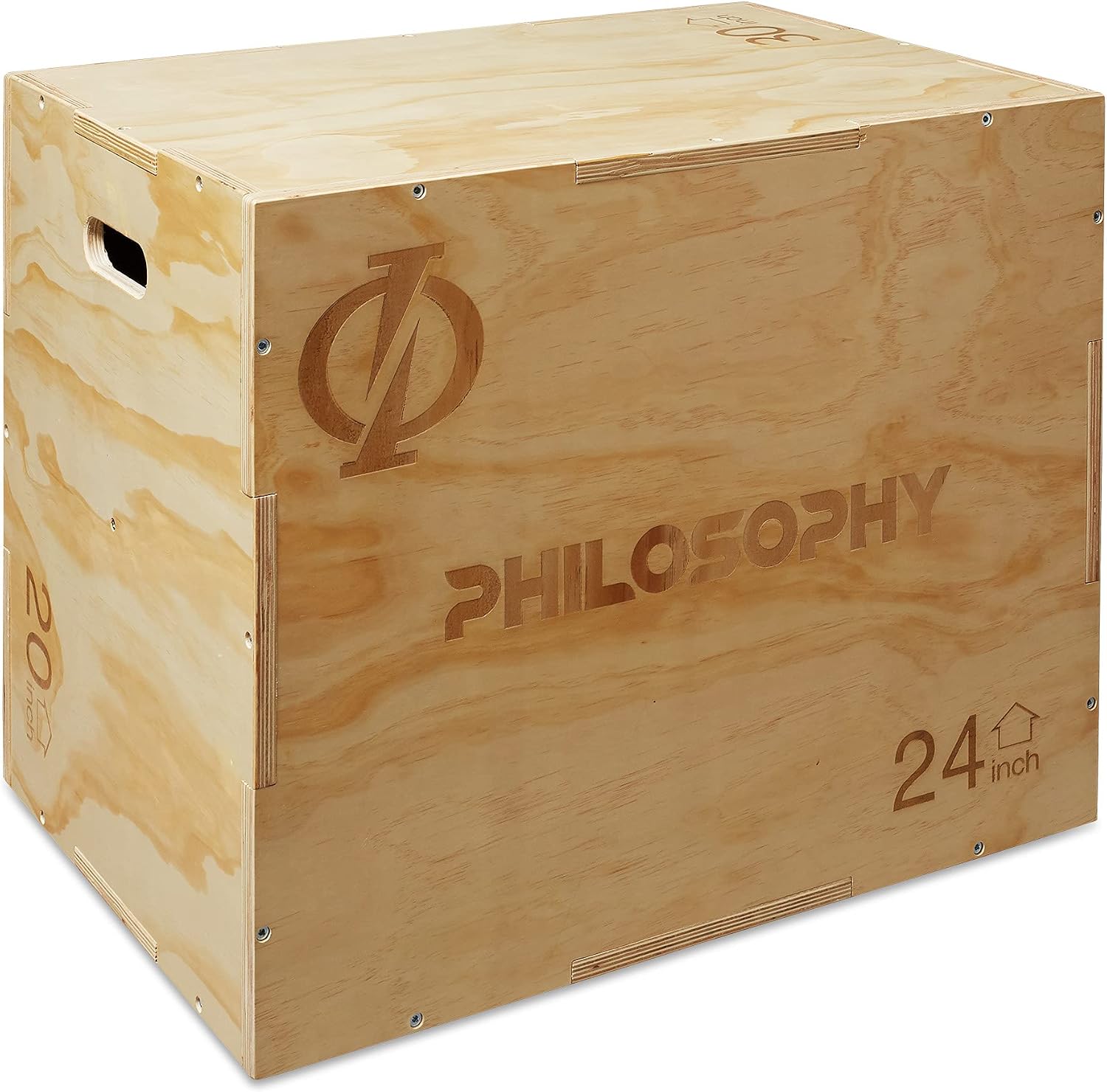 Philosophy Gym 3-in-1 Wooden Plyo Box, Wood Plyometric Jump Box Platform for Home Gym, HIIT, Jumps, Step-Ups, and Strength Training