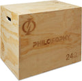 Philosophy Gym 3-in-1 Wooden Plyo Box, Wood Plyometric Jump Box Platform for Home Gym, HIIT, Jumps, Step-Ups, and Strength Training