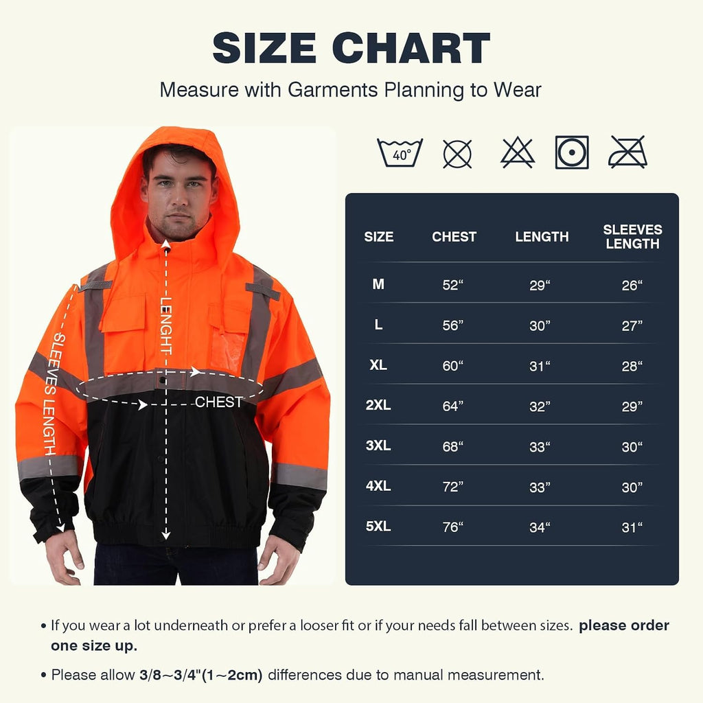 SKSAFETY Hi Vis Safety Rain Jacket for Men, Construction Work Rain Gear Heavy Duty Class 3 Rain Coat Waterproof Lightweight