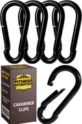 Black Carabiner 5 Pack - Heavy Duty Snap Hooks, Large Carabiner Clips