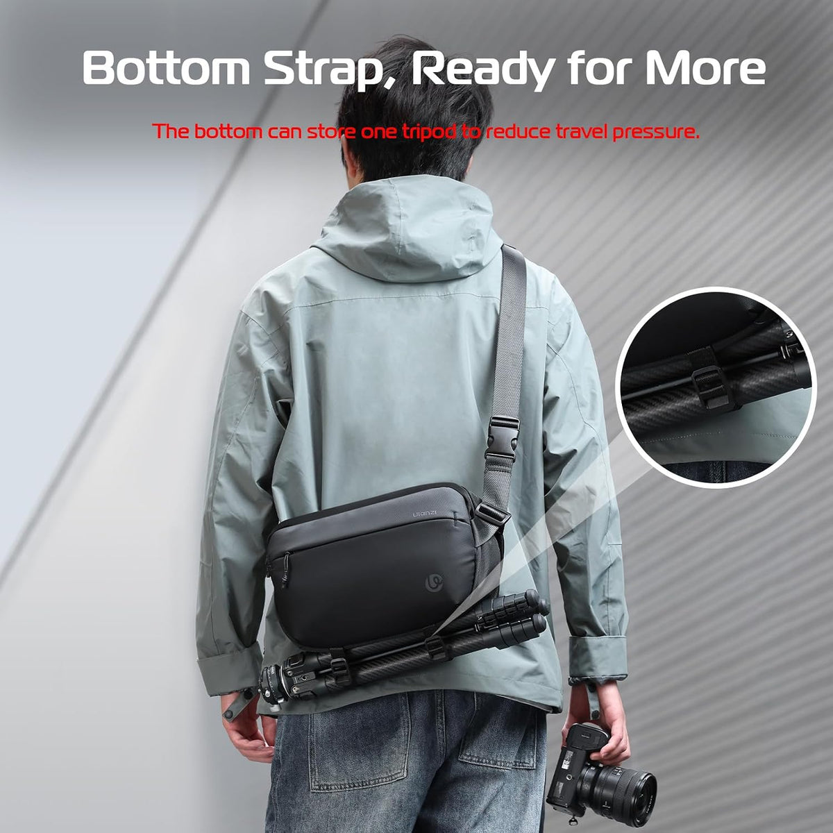 ULANZI 10L Camera Sling Bag, Water-Resistant Camera Case with Tripod Holder