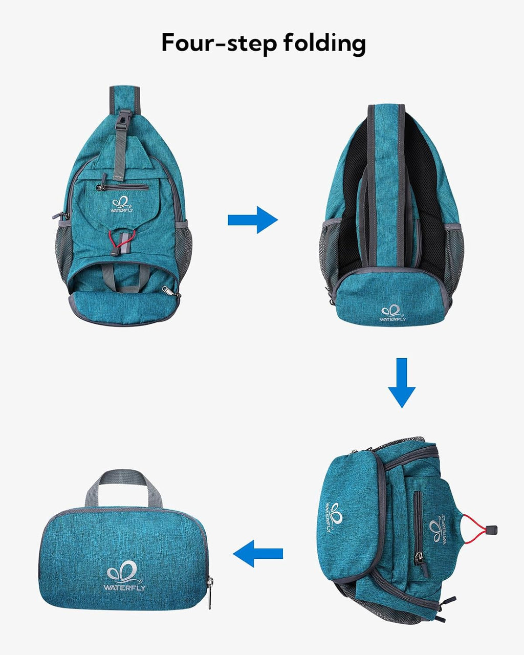 WATERFLY Packable Sling Backpack Lightweight Crossbody Bag Travel Daypack