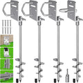 BeneLabel 2/4/6 Pack 18" 24" Ground Anchors Screw in Shed Anchor with L Bracket Trampoline Anchor Spiral Swingset Anchors for Swing Set, Mobile Home, Fence, Playset, Tent, Canopy, Carport