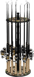 Rush Creek Creations 16-Rod Round Fishing Rod Holder for Garage, 360° Access Fishing Pole Holder for Fishing Rods, Reels, and Gear, Securely Holds 16 Rods, Camouflage
