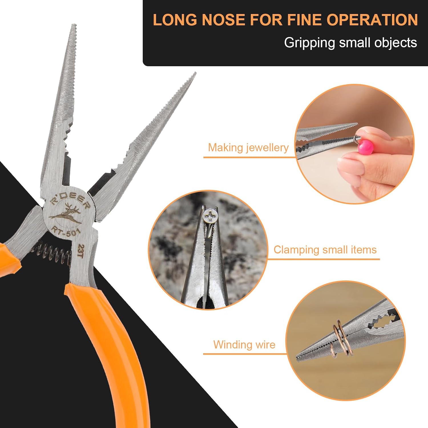 Rongon 5in Small Needle Nose Pliers,Long Nose Plier, Jewelry Plier Tool