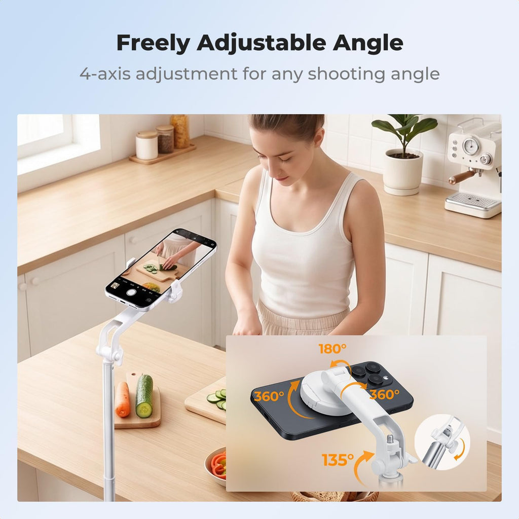 K&F CONCEPT 72" Selfie Stick for iPhone, Phone Tripod with Light
