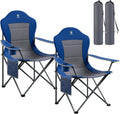 EVER ADVANCED Folding Camping Chair with High Back Padded 2 Pack Oversized Portable Lawn Chairs Lightweight Sturdy Steel Foldable Outdoor Camp Chair for Adults,Grey