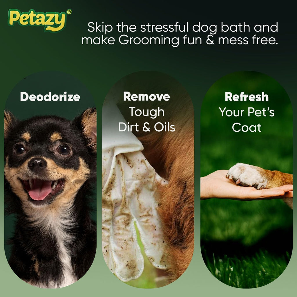 Petazy Pet Glove Wipes for Dogs & Cats - Paws, Ears & Butt Cleaning, 2x25pk