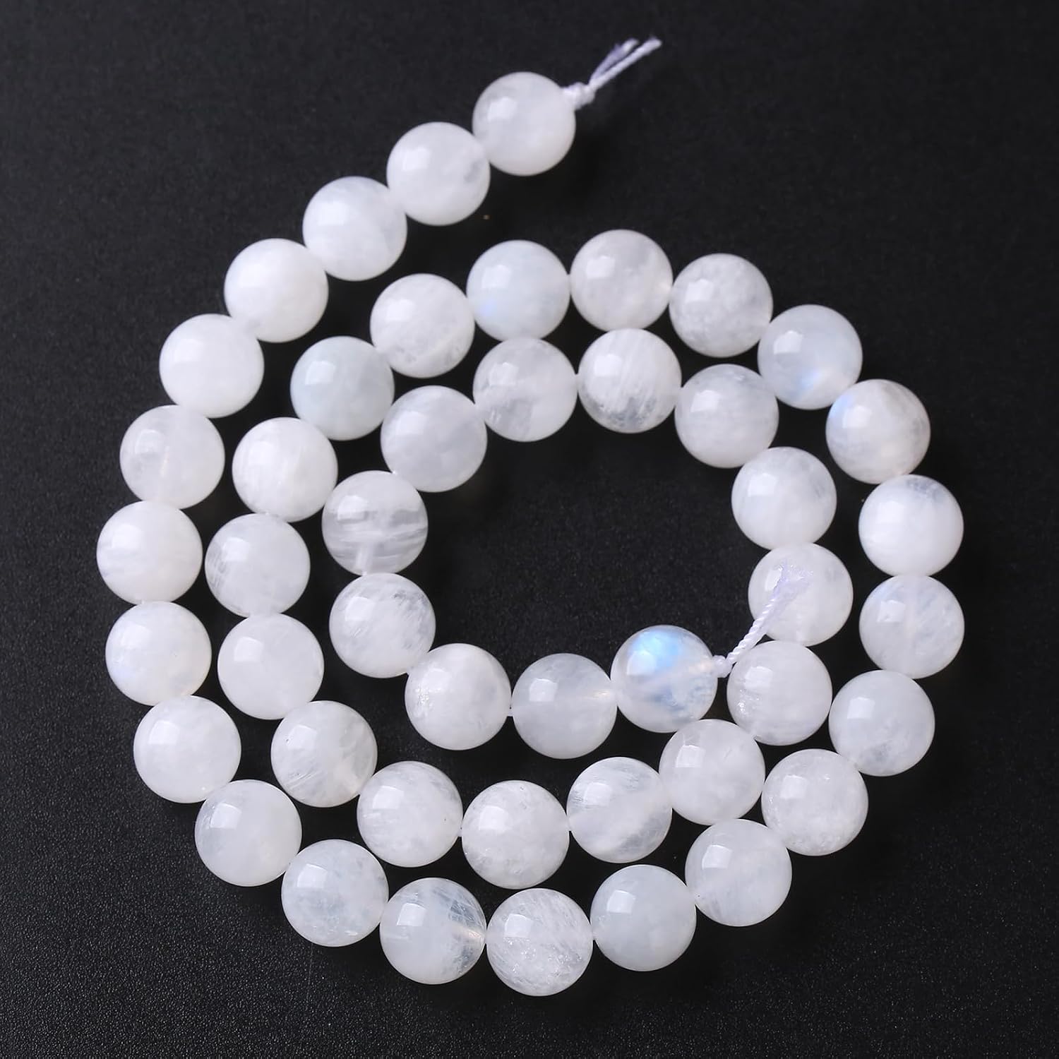 75PCS 10MM Natural Stone White Moonstone Gemstone Semi Precious Beads for Jewelry Making DIY Bracelet