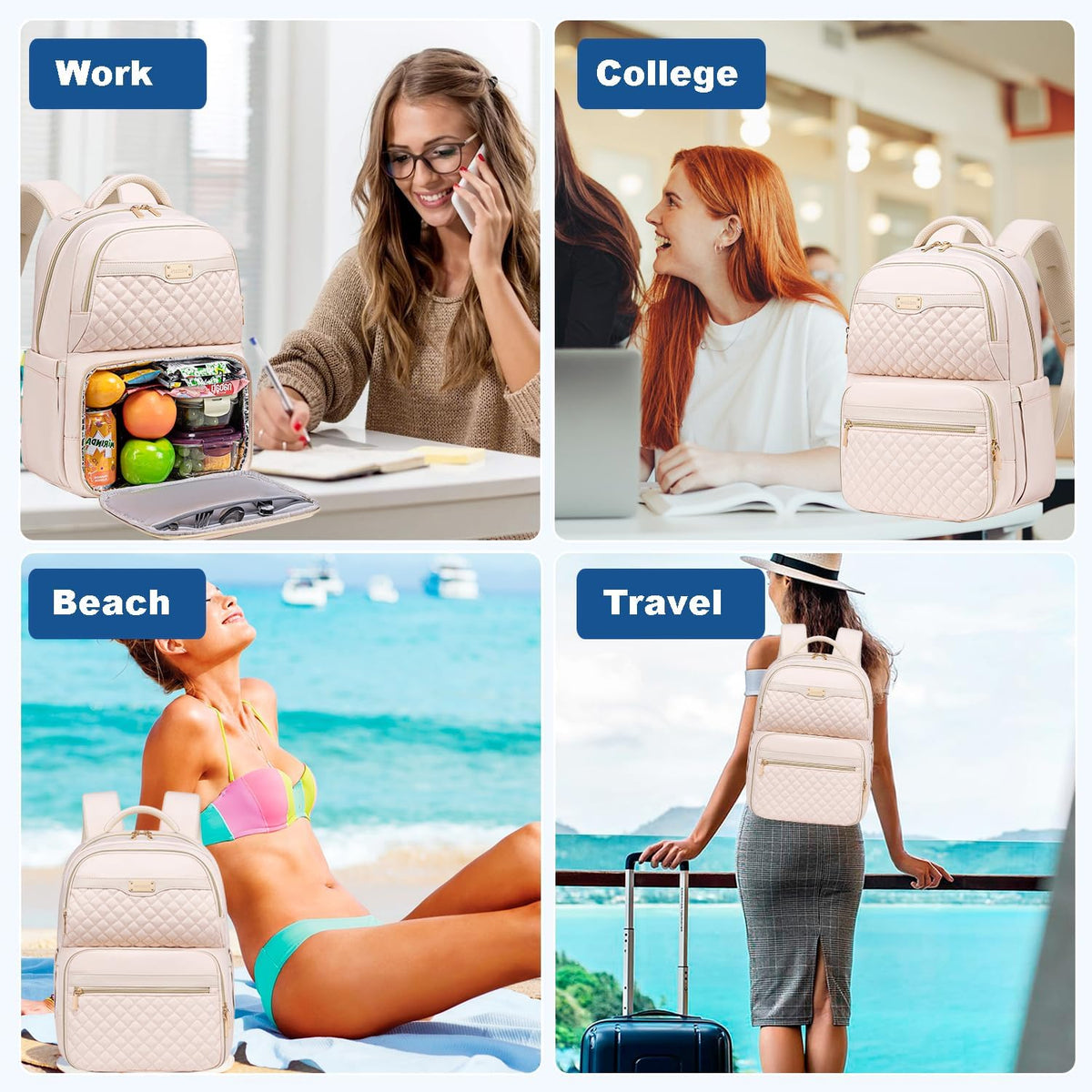 Weitars Lunch Backpack, Insulated Cooler Backpack 15.6 Inch Laptop Backpack For Women Men For Women Nurses Teacher Gifts for College Work Beach Camping Picnics Travel