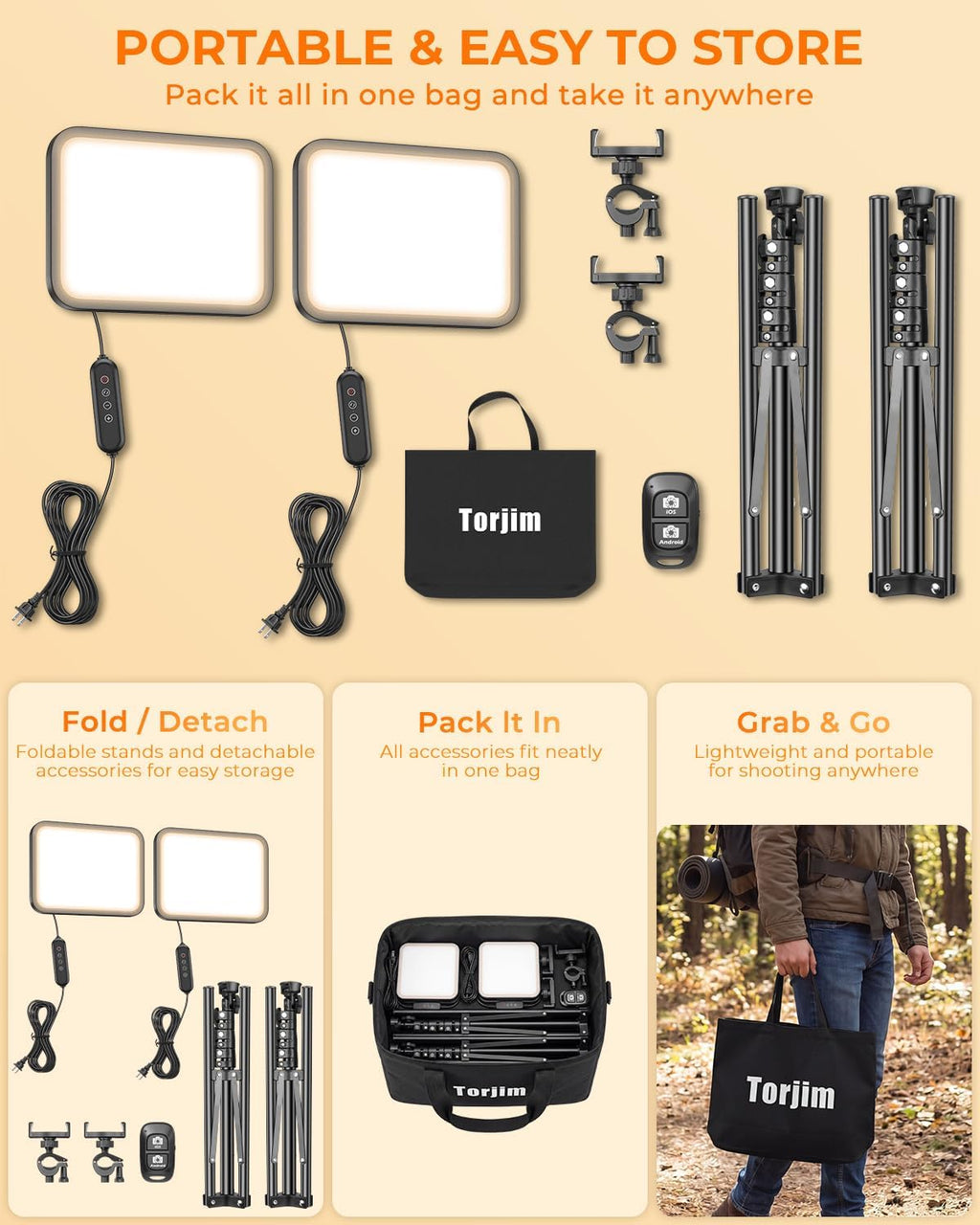 Torjim 12 Inch Video Light Kit for Creators | 30W High Brightness
