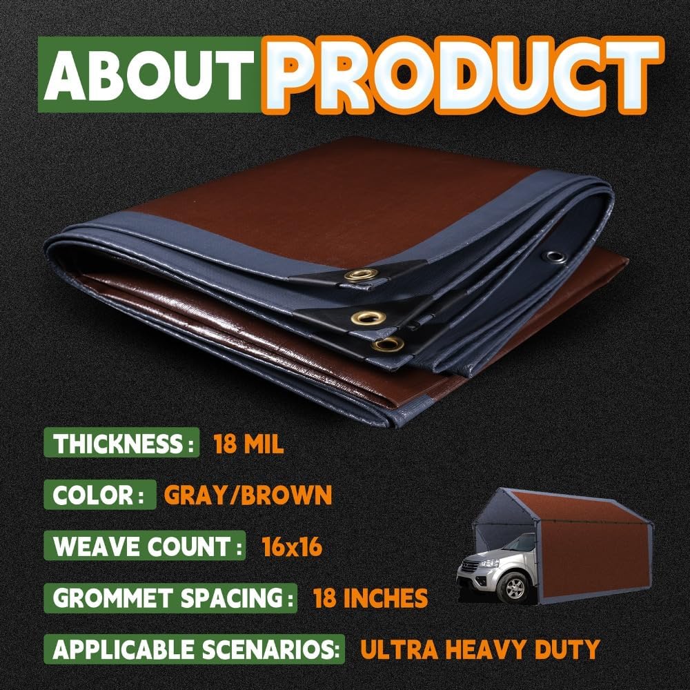 RAINDEWAY Small Tarps 4x6 Feet Super Heavy Duty Tarp Waterproof Gray/Brown