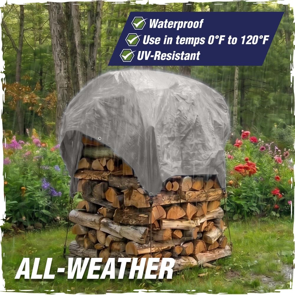 RUGGED RHINO Heavy Duty Waterproof Tarp Reinforced Corners 1 Pk 8x10 Silver
