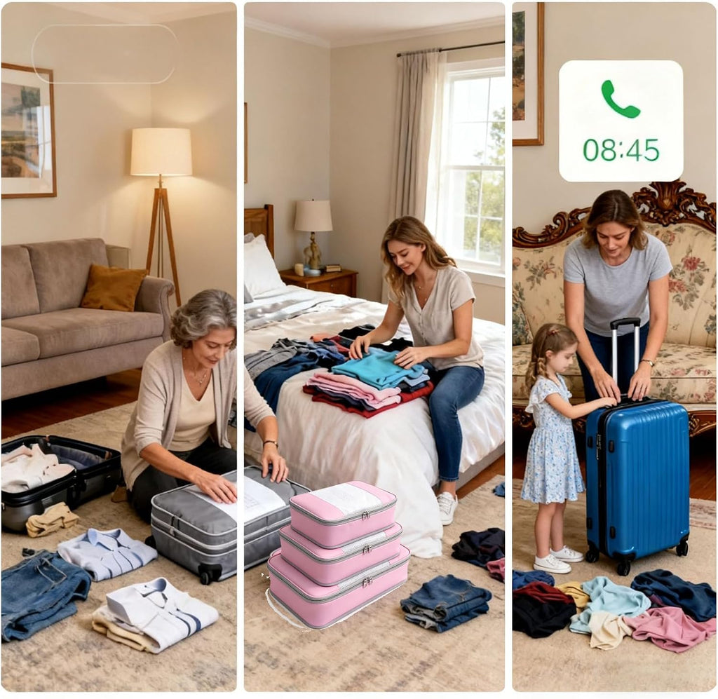 Packing Cubes for 28" Suitcase Travel Luggage Organizers - Travel Organizer Bags Luggage Clothes Accessories Storage Carry on Suitcase Packing Pouches Bag For Men Women Kids 1/3X3PACK