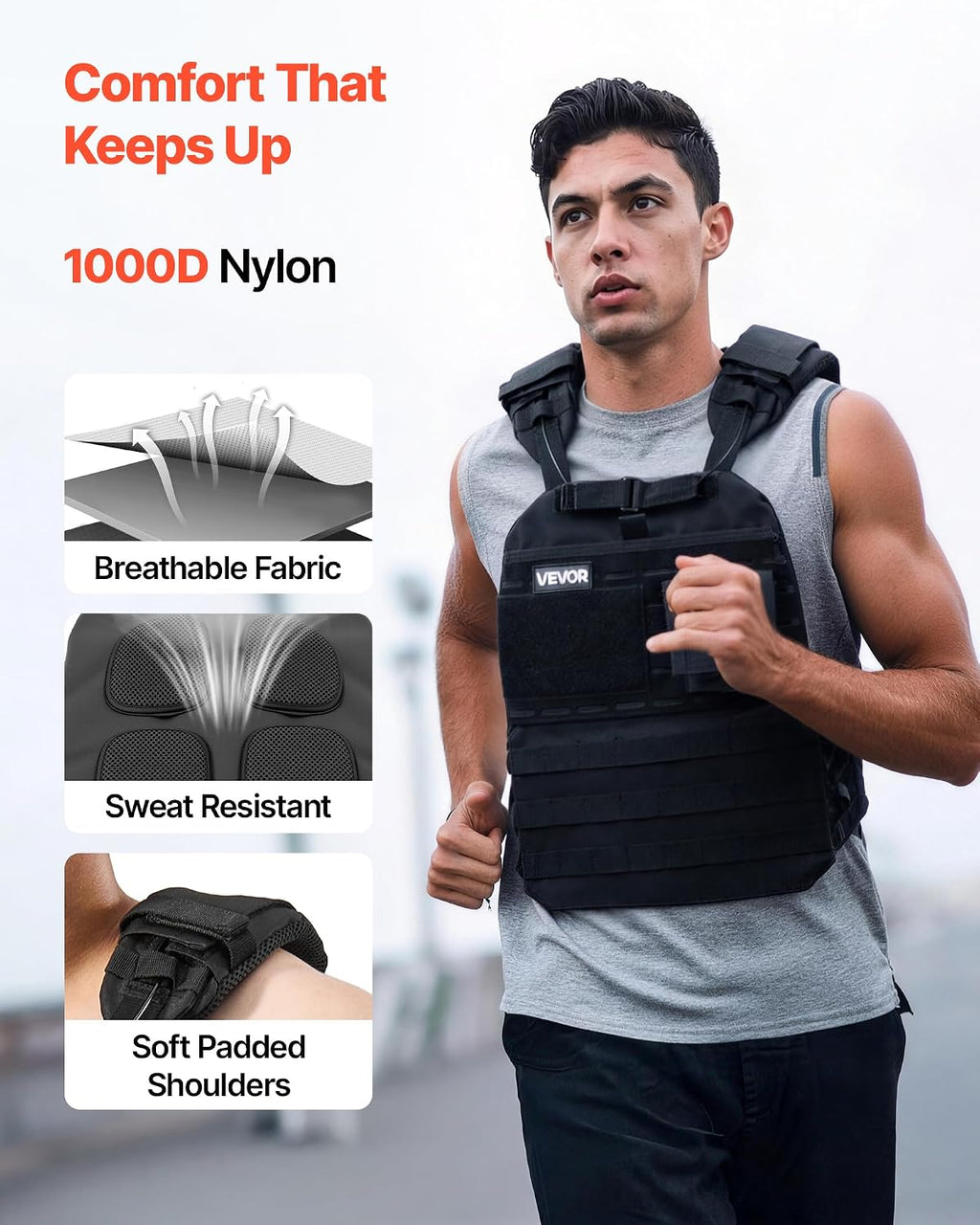 VEVOR Adjustable Weighted Vest, 4-10lbs/20-32lbs/24-40lbs/40lbs Comfortable X-Shape Body Weight Vest Set with 6/8 Weight Packs and Reflective Stripe, for Men Women, Workout Equipment for Strength Training Running Jogging