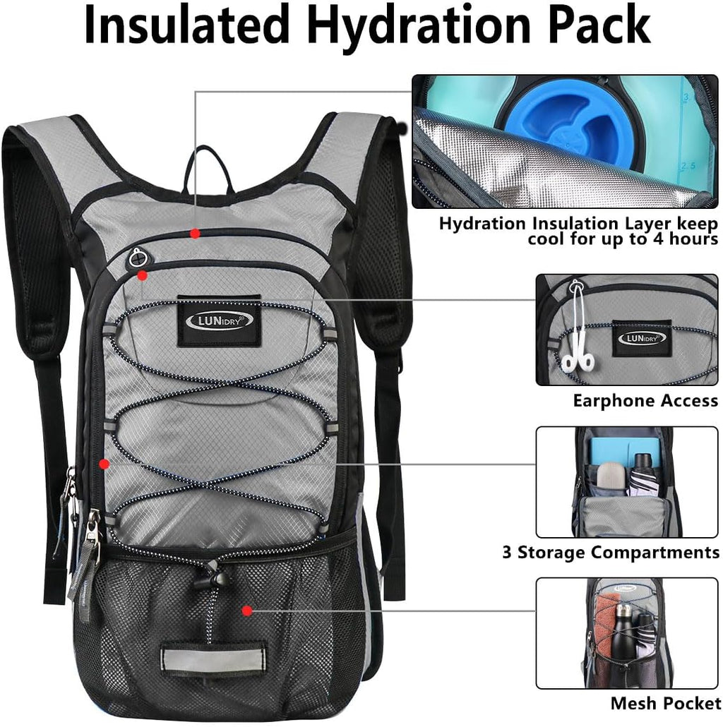 Hydration Backpack with 3L Water Bladder, Small Hydration Pack Backpack for Men Women, Lightweight Water Backpack with Cooler Layer for Running, Biking, Hiking